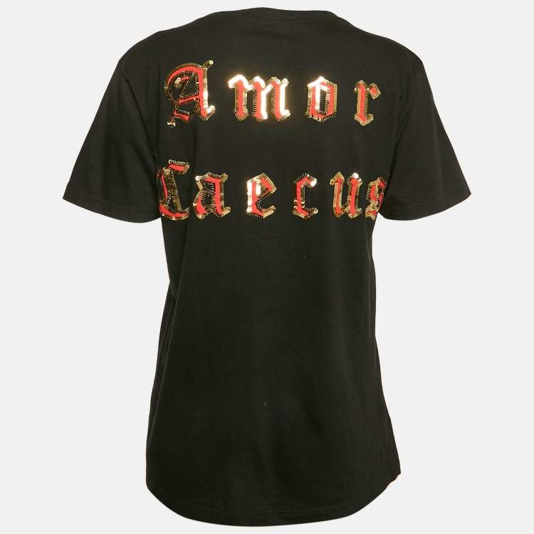 مملوكة مسبقًا Gucci x Chikae Ide Black Jersey Sequin Detail T-Shirt M