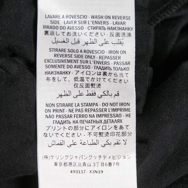 Pre Owned Gucci Black Starts Print Cotton Half Sleeve T-Shirt S