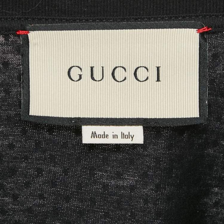 Pre Owned Gucci Black Starts Print Cotton Half Sleeve T-Shirt S