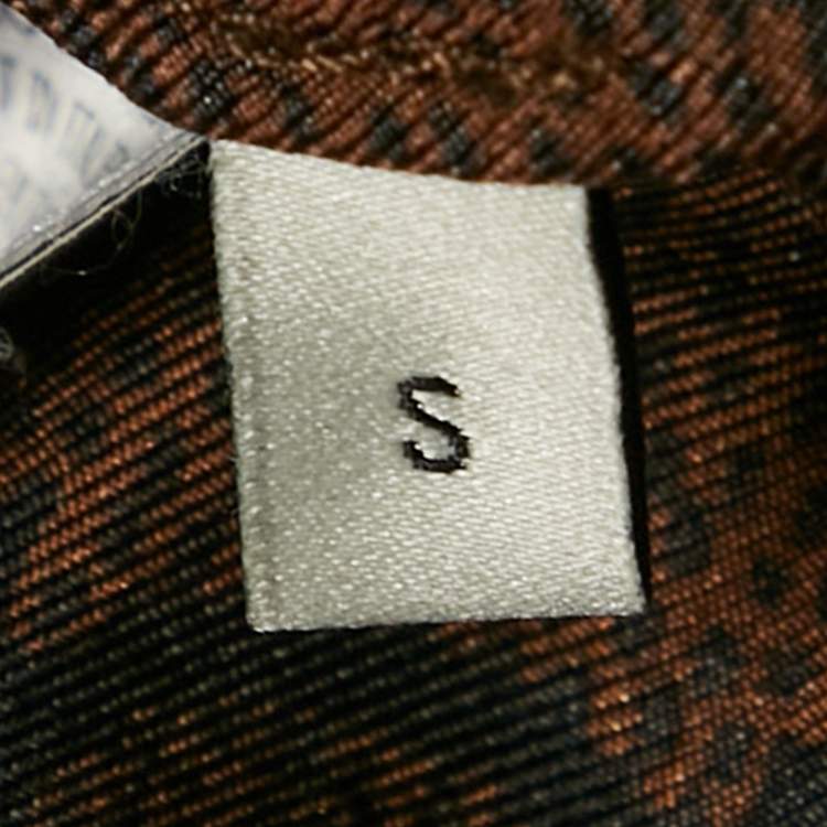 Pre Owned Gucci Brown GG Monogram Print Silk Contrast Tape Trimmed Mini Dress S