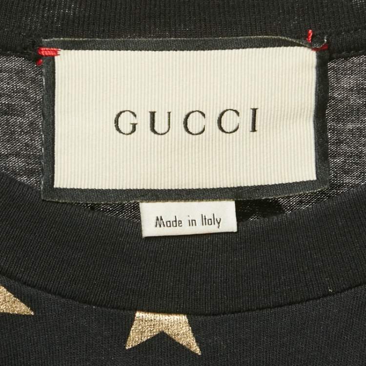 مملوكة مسبقًا Gucci Black Stars-Moon Print Cotton Crew Neck Oversized T-Shirt XS