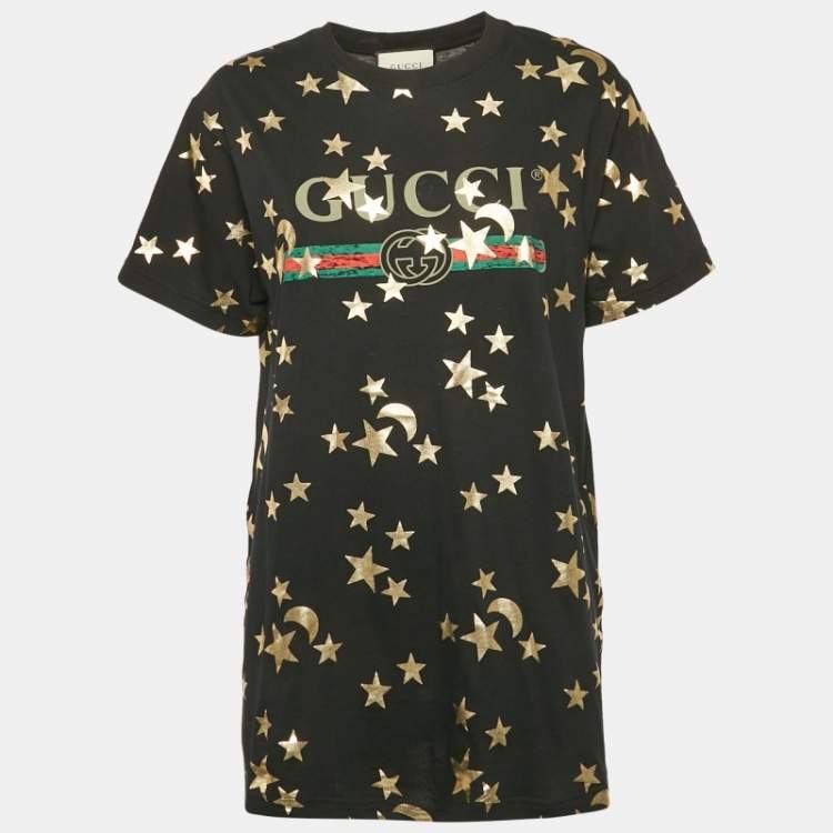 مملوكة مسبقًا Gucci Black Stars-Moon Print Cotton Crew Neck Oversized T-Shirt XS