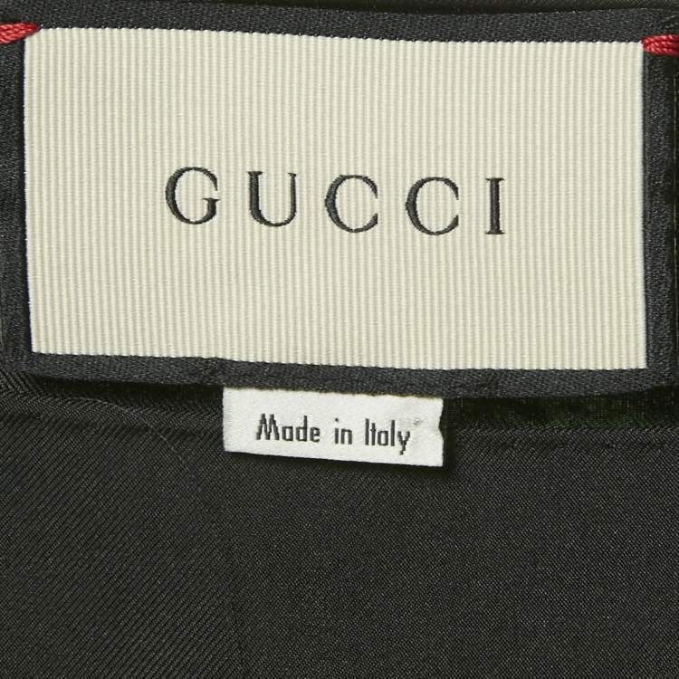 Pre Owned Gucci Black/Cream Floral Print Silk Cinched Waist Short Dress XS