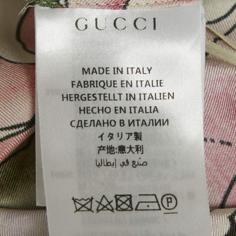 Pre Owned Gucci Black/Cream Floral Print Silk Cinched Waist Short Dress XS