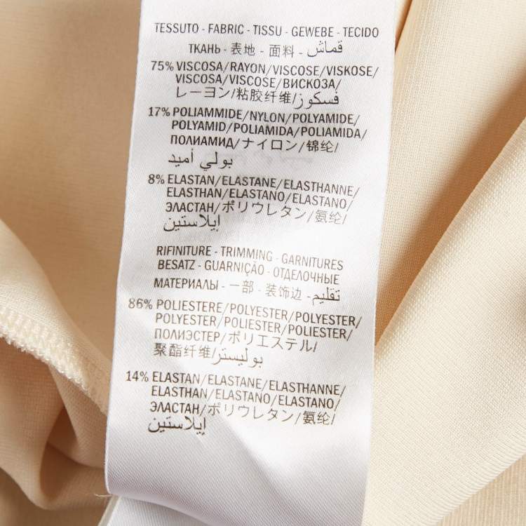 Pre Owned Gucci Cream Jersey Grosgrain-Trim Mini Dress M