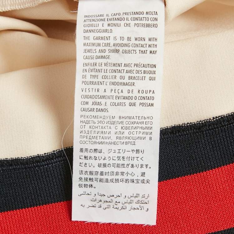 Pre Owned Gucci Cream Jersey Grosgrain-Trim Mini Dress M