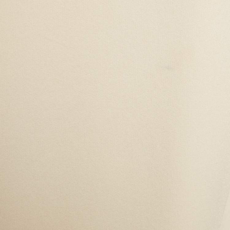Pre Owned Gucci Cream Jersey Grosgrain-Trim Mini Dress M