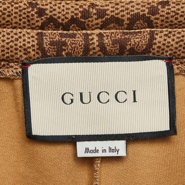 Pre Owned Gucci Brown GG Print Jersey Jogger Pants L
