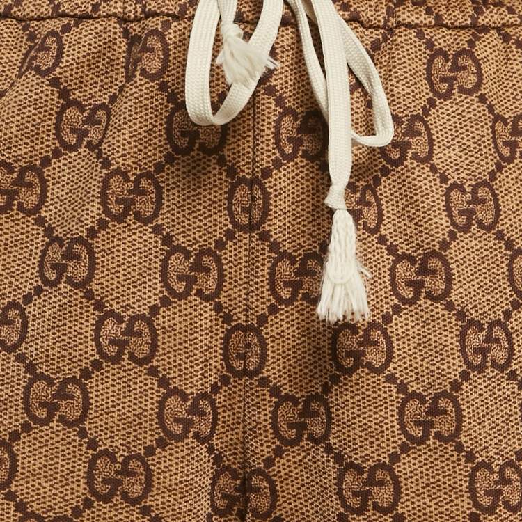 Pre Owned Gucci Brown GG Print Jersey Jogger Pants L