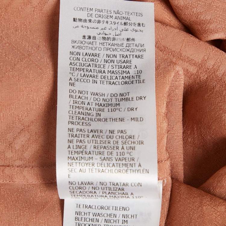 Pre Owned Gucci Coral Rose Pink Monogram Jacquard Silk Button Front Shirt L