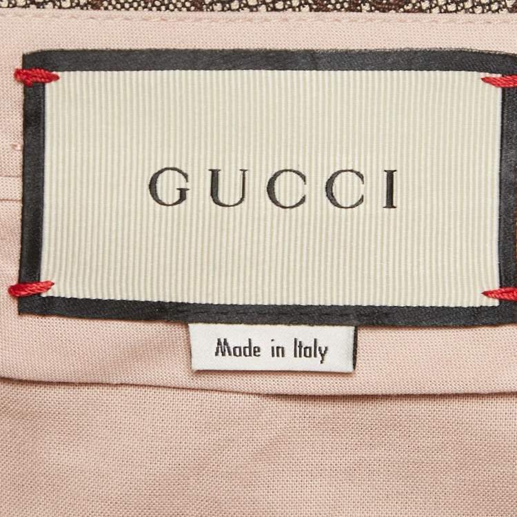 Pre Owned Gucci Beige GG Monogram Cotton Blend Canvas Culottes Pants L
