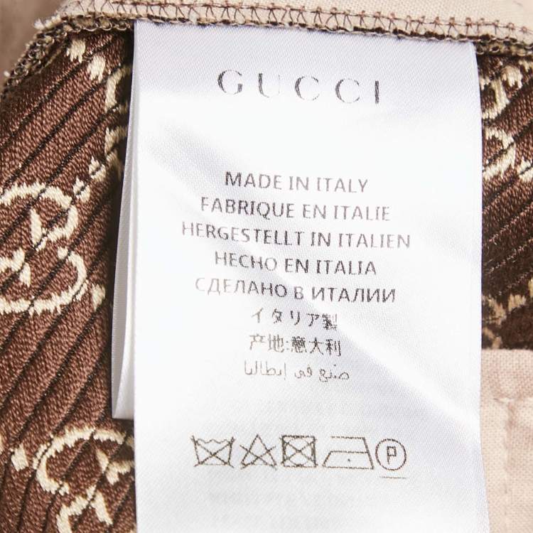 Pre Owned Gucci Beige GG Monogram Cotton Blend Canvas Culottes Pants L