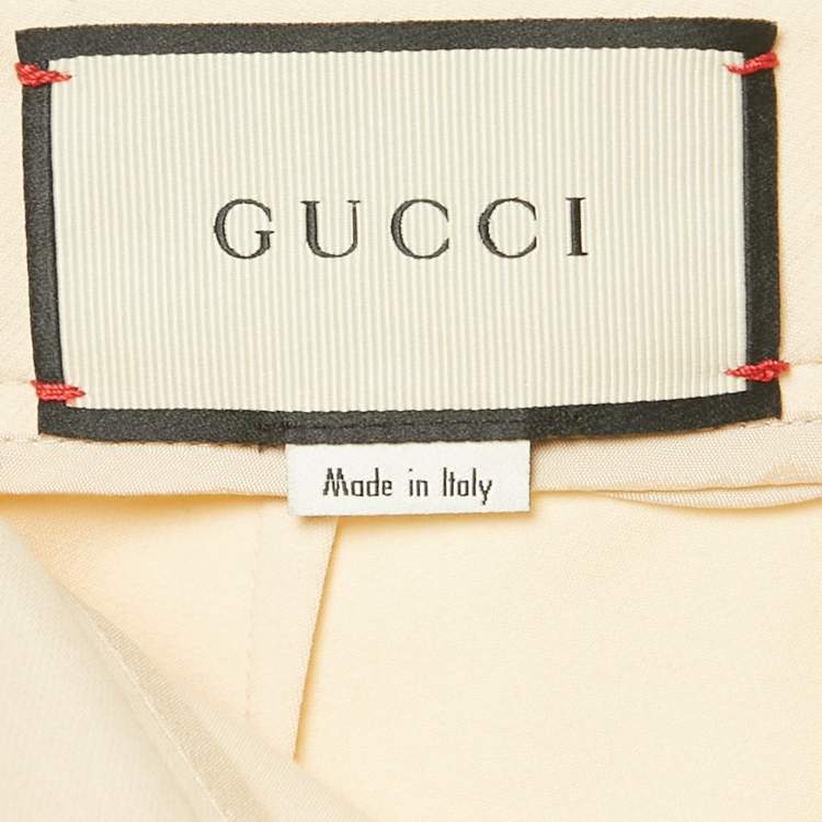 Pre Owned Gucci Beige Cotton Blend Band Detail Trousers S