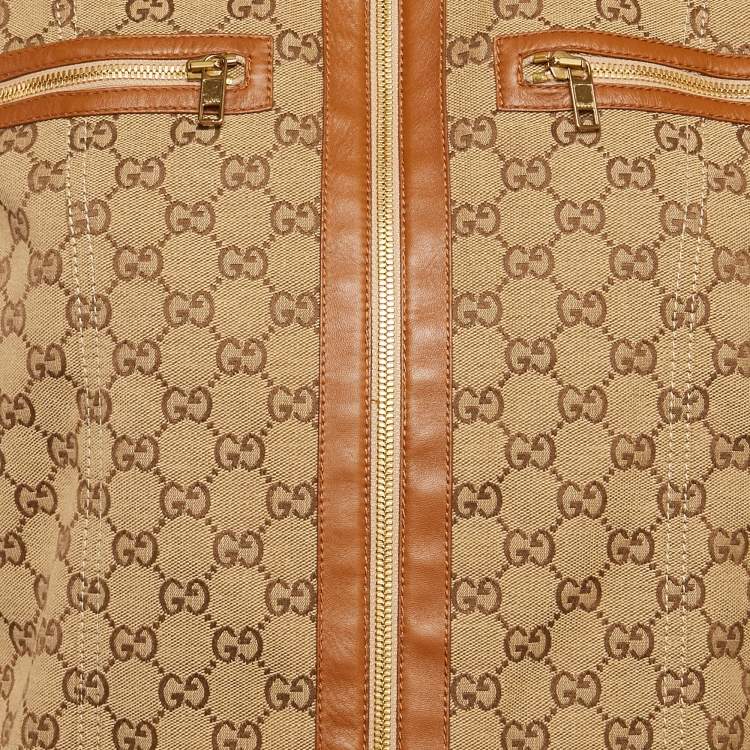 مملوكة مسبقًا Gucci Brown GG Brown Cotton Canvas Zip-Up Jacket L