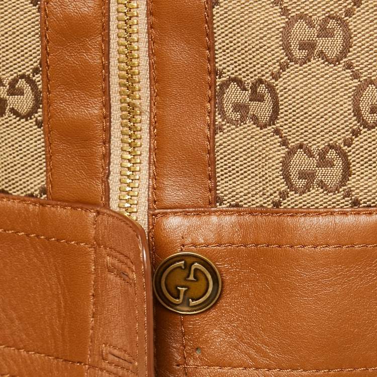 مملوكة مسبقًا Gucci Brown GG Brown Cotton Canvas Zip-Up Jacket L