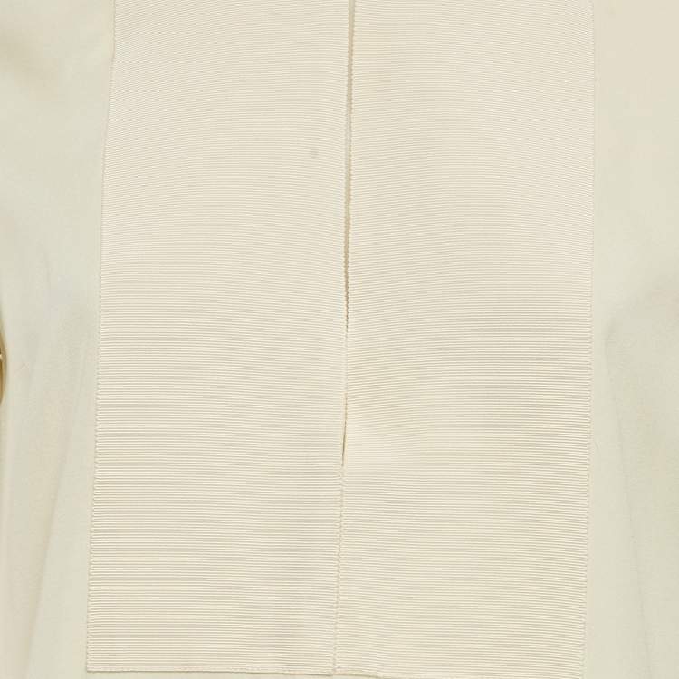 مملوكة مسبقًا Gucci Cream Crepe Long Sleeve Blouse S
