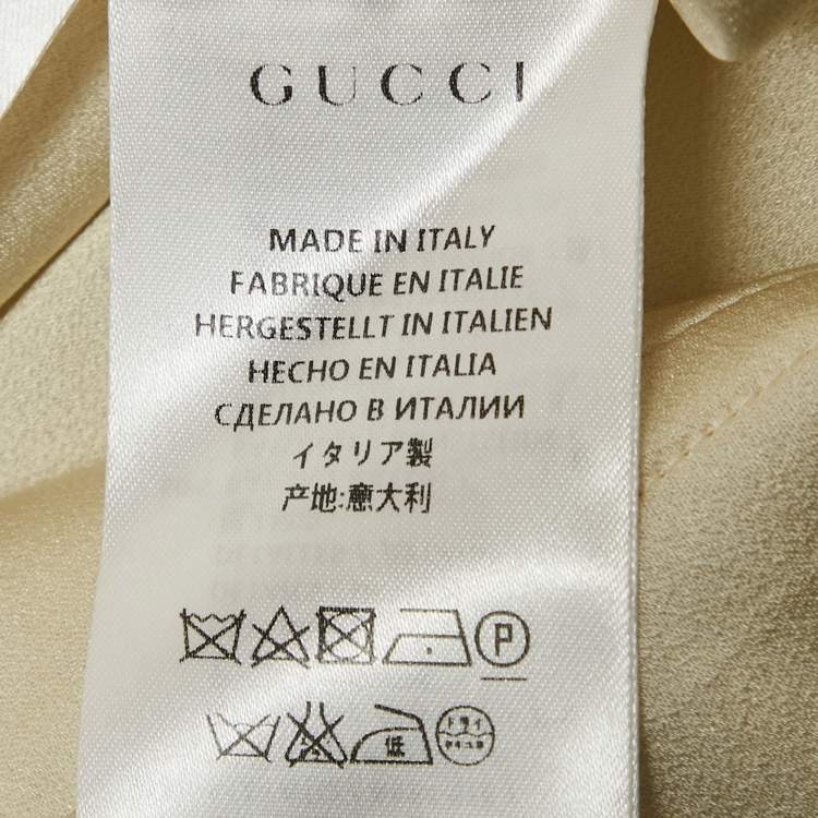 مملوكة مسبقًا Gucci Cream Crepe Long Sleeve Blouse S