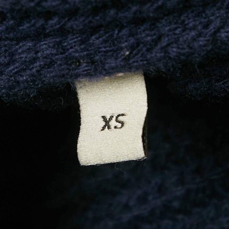 مملوكة مسبقًا Gucci Navy Blue Embroidered Wool Pearl Detail Button Front Cardigan XS