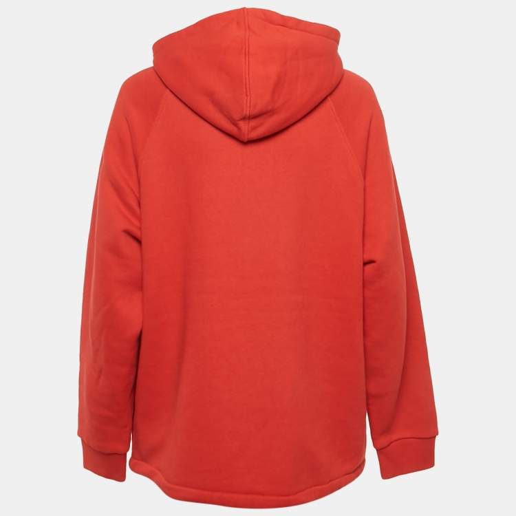 مملوكة مسبقًا Gucci Red Cotton Web and Gucci Label Hooded Sweatshirt XXS