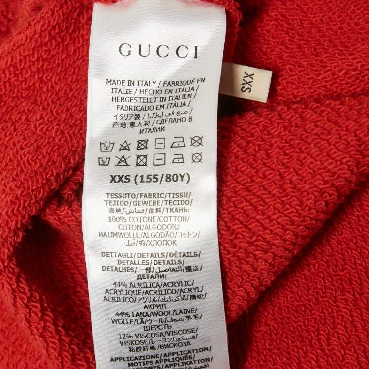 مملوكة مسبقًا Gucci Red Cotton Web and Gucci Label Hooded Sweatshirt XXS