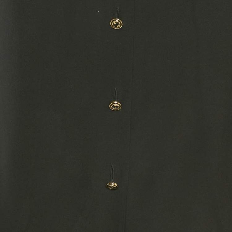 مملوكة مسبقًا Gucci Black Silk Ruffled Long Sleeve Shirt M