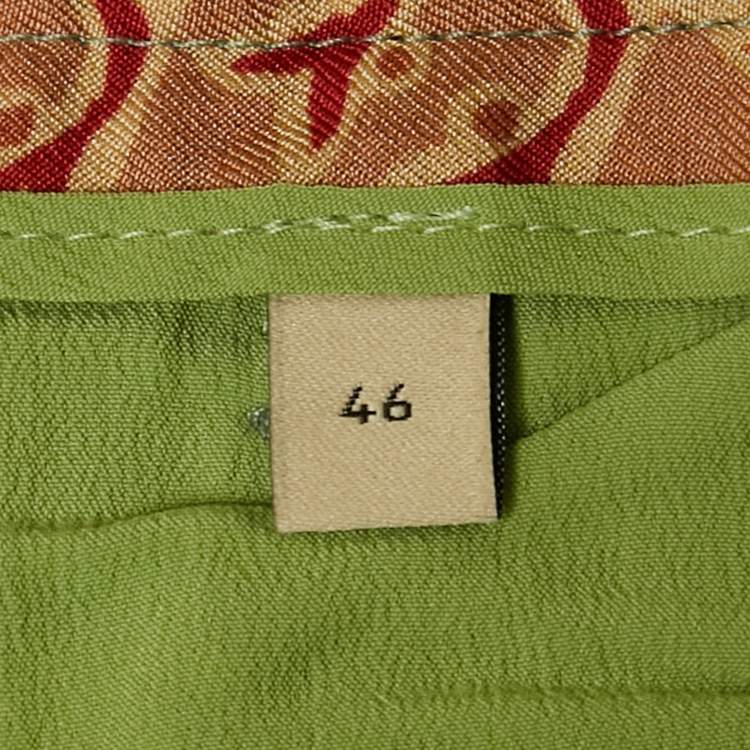 Pre Owned Gucci Green/Orange Floral Print Silk Shirt and Pants Set L