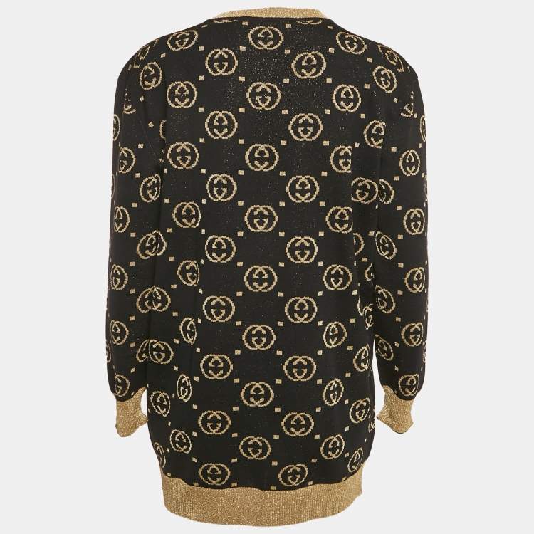 مملوكة مسبقًا Gucci Black GG Lamé Wool Knit Crew Neck Sweater M