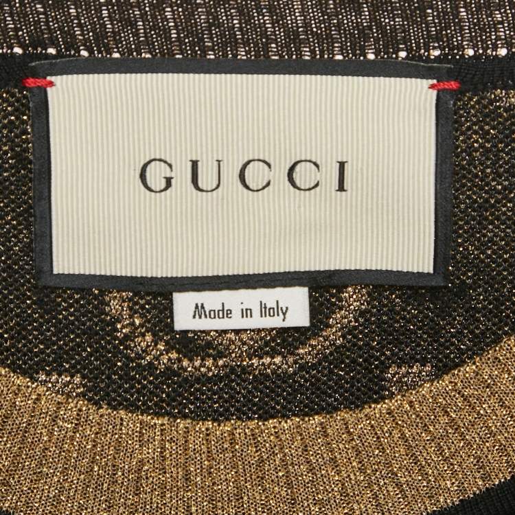 مملوكة مسبقًا Gucci Black GG Lamé Wool Knit Crew Neck Sweater M