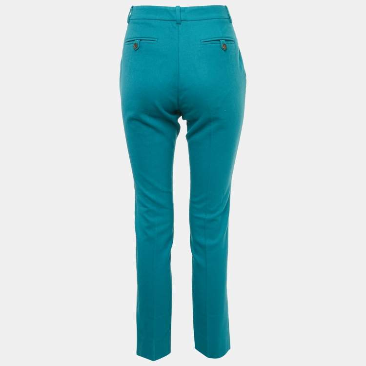 Pre Owned Gucci Wool Teal Blue Wool Trousers S
