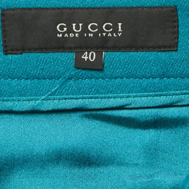 Pre Owned Gucci Wool Teal Blue Wool Trousers S