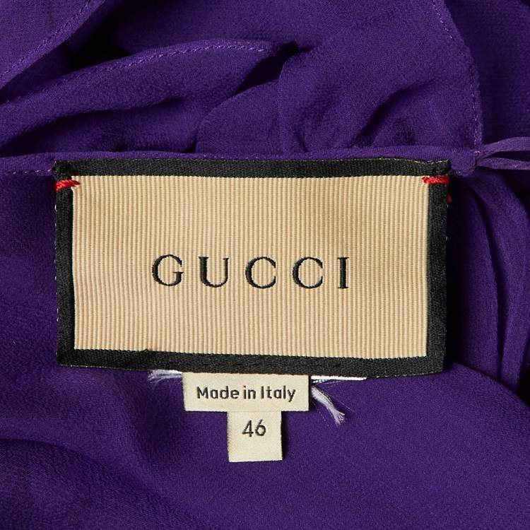 Pre Owned Gucci Purple Chiffon Gathered Maxi Dress L