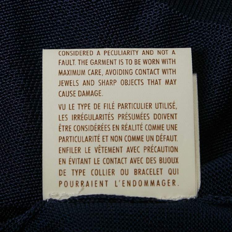 Pre Owned Gucci Navy Blue Jersey Tie-Up Neck Detail Top M