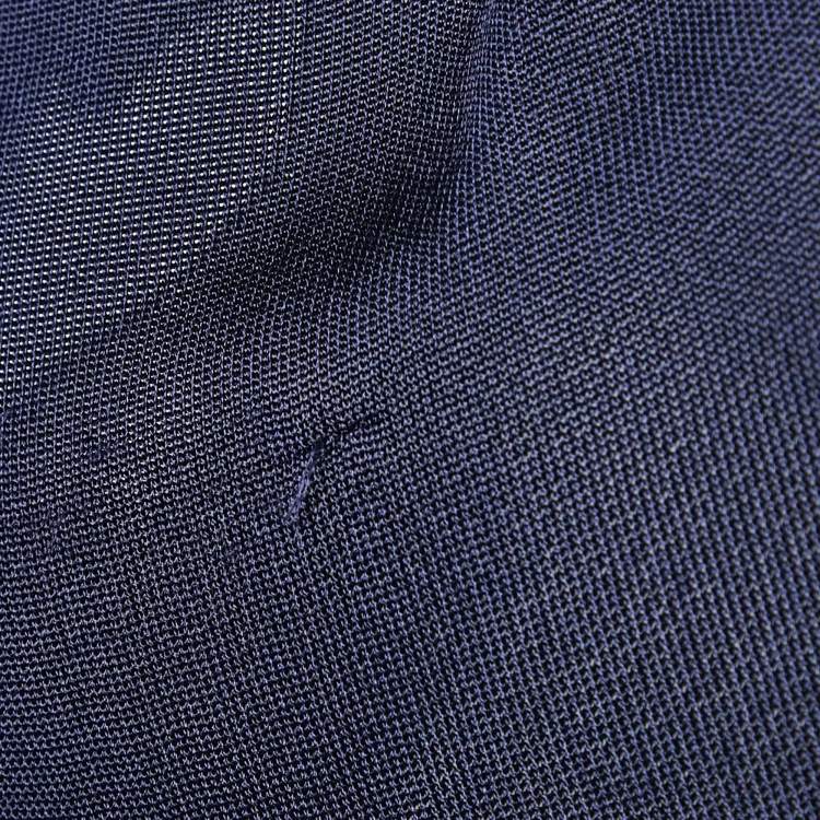 Pre Owned Gucci Navy Blue Jersey Tie-Up Neck Detail Top M