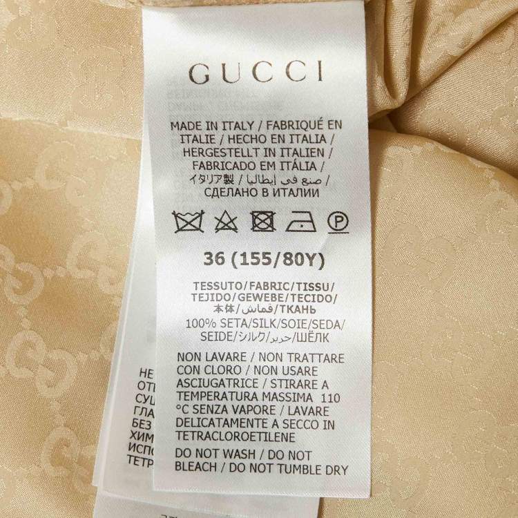Pre Owned Gucci Beige GG Silk Crepe Button Front Shirt XS