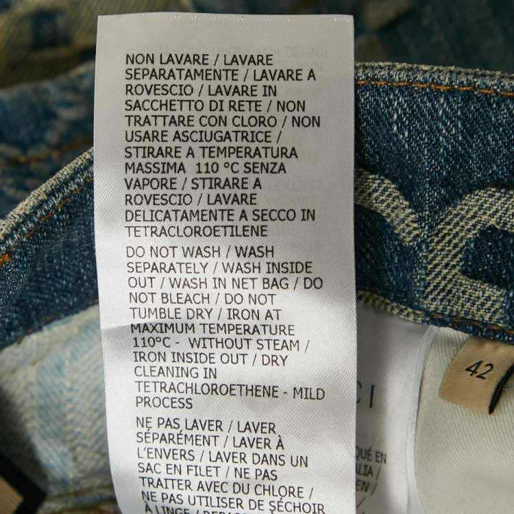 Pre Owned Gucci Blue GG Patchwork Denim High Waist Skirt M