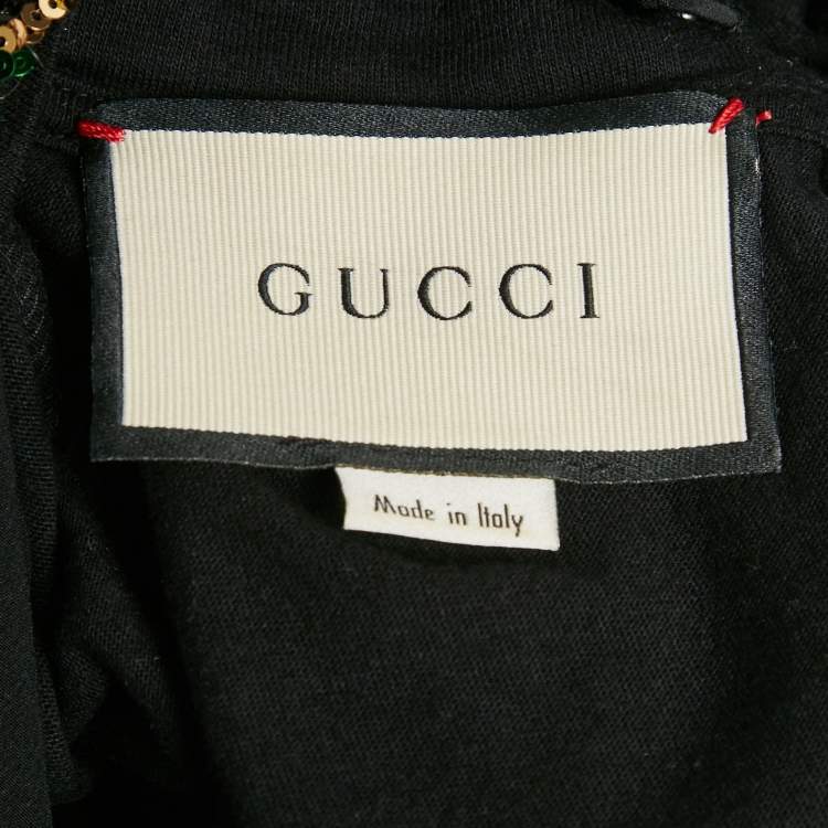 مملوكة مسبقًا Gucci Black Cotton Knit Detachable Embellished Coollar Detail T-Shirt L