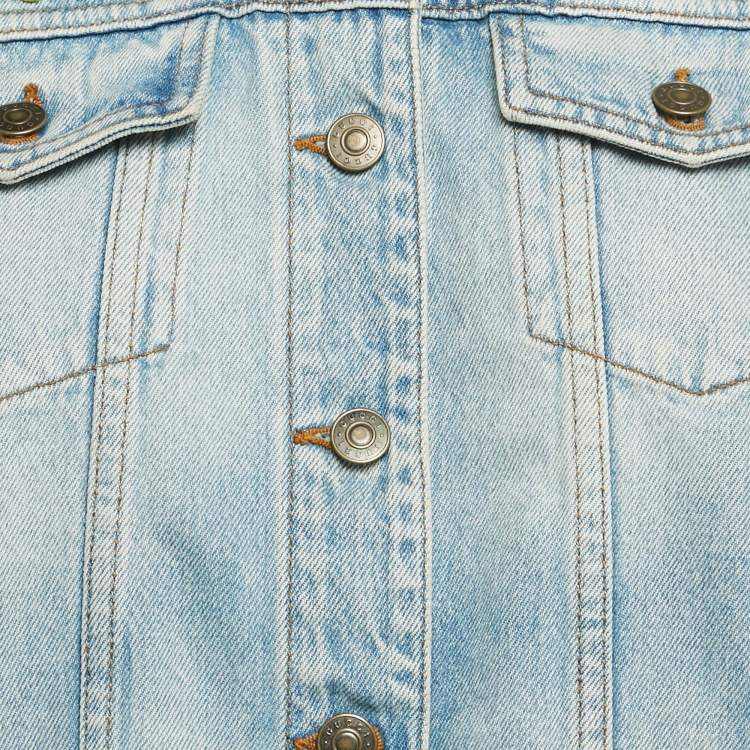 Pre Owned Gucci Blue Denim Blind For Love Applique Jacket M