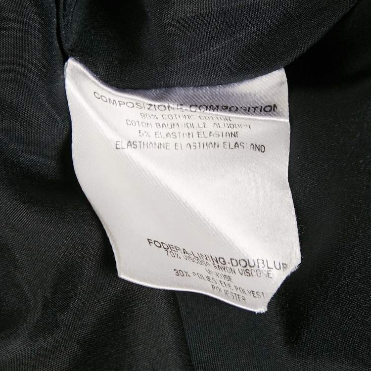 Pre Owned Gucci Black Cotton Gabardine GG Badge Detail Knee-Length Skirt M