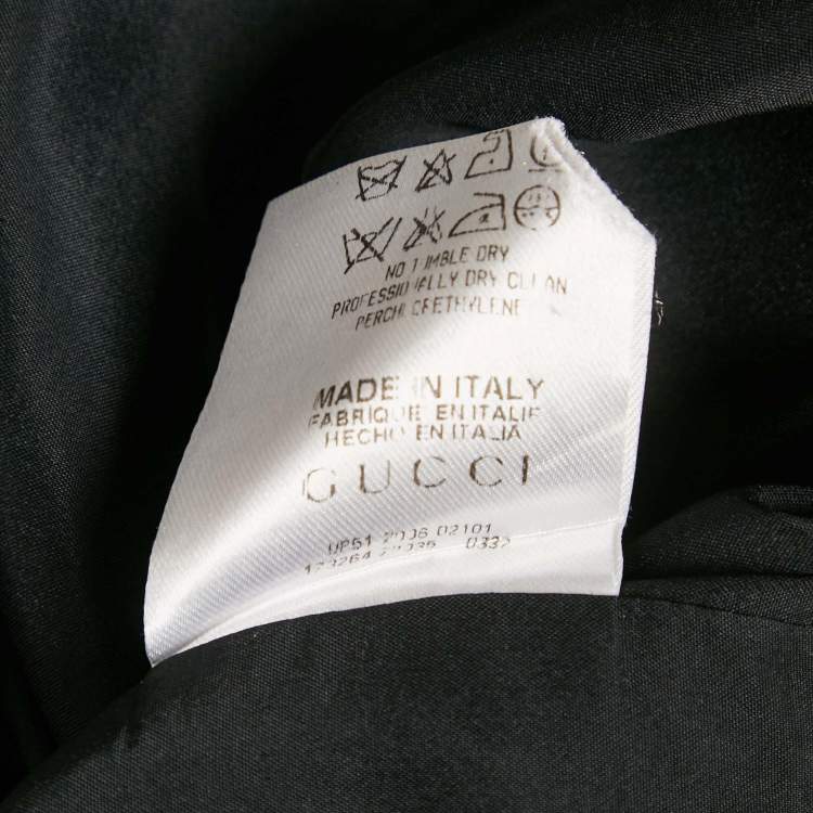 Pre Owned Gucci Black Cotton Gabardine GG Badge Detail Knee-Length Skirt M