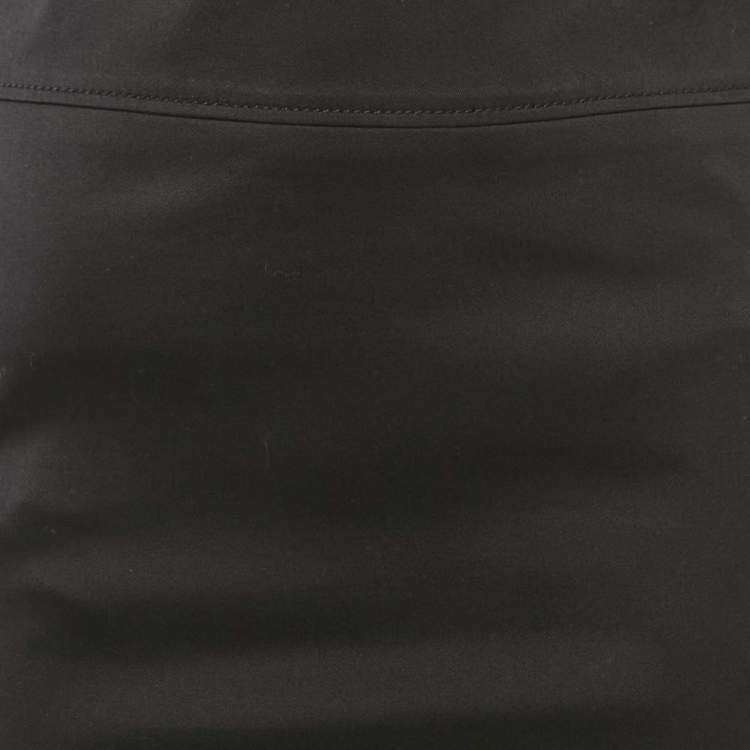 Pre Owned Gucci Black Cotton Gabardine GG Badge Detail Knee-Length Skirt M