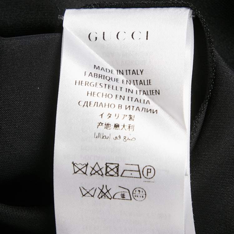 Pre Owned Gucci Black Lace Trim Satin Ruffled Midi Dress S