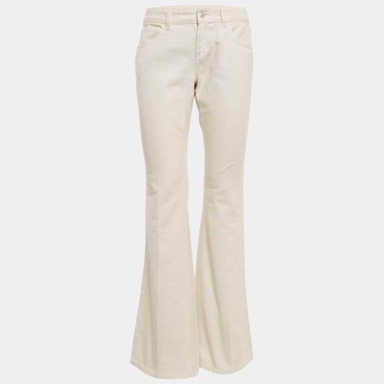 مملوكة مسبقًا Gucci White Denim Flared Jeans M Waist 30"