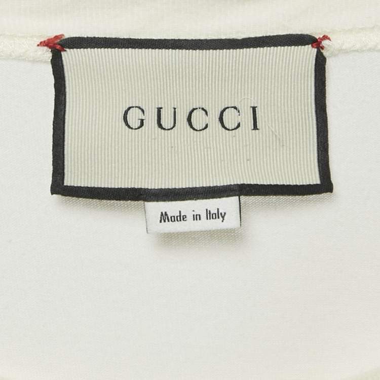 Pre Owned Gucci Cream Hypnotism Print Jersey T-Shirt XS
