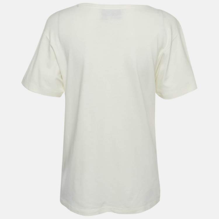 Pre Owned Gucci Cream Hypnotism Print Jersey T-Shirt XS
