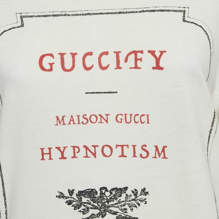 Pre Owned Gucci Cream Hypnotism Print Jersey T-Shirt XS
