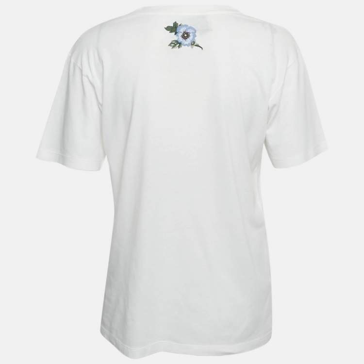 مملوكة مسبقًا Gucci White Vintage Logo Print Jersey Distressed T-Shirt XXS