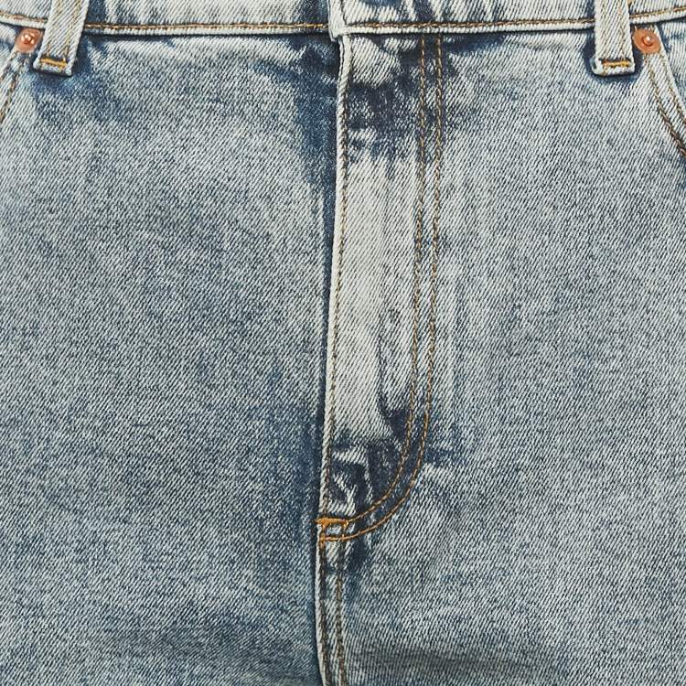 Pre Owned Gucci Blue Washed Denim High Rise Jeans L Waist 33"