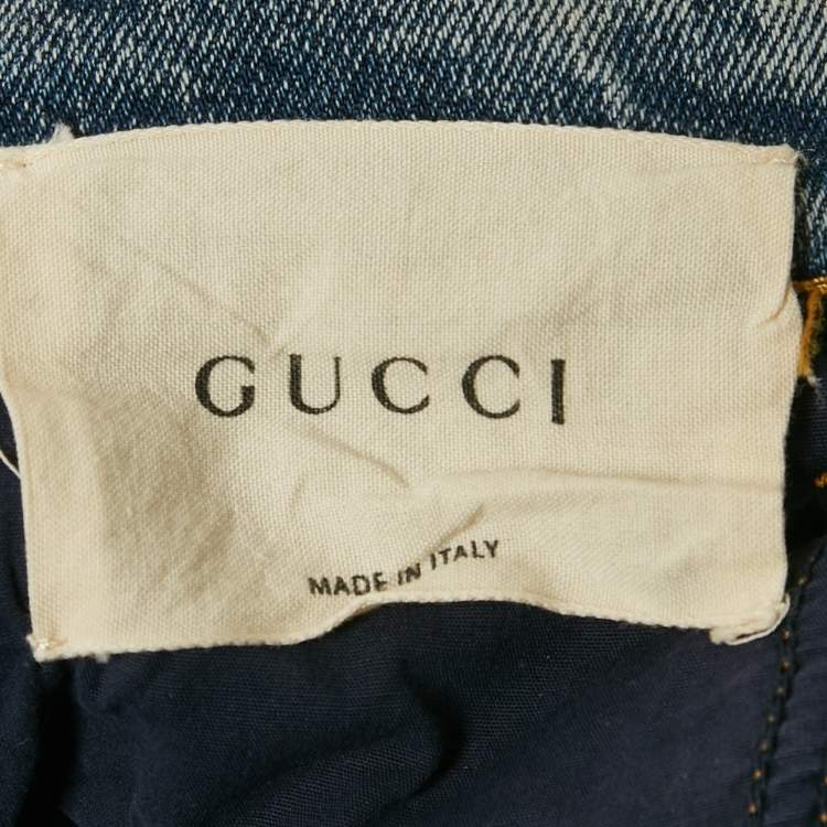 Pre Owned Gucci Blue Washed Denim High Rise Jeans L Waist 33"
