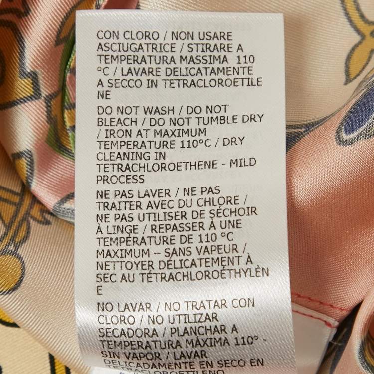 Pre Owned Gucci Orange GG Rhombus Ramage Silk Shirt Dress M