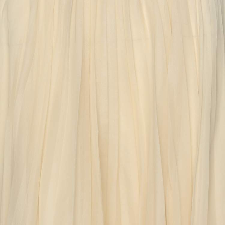 Pre Owned Gucci Beige Silk Pleated Skirt S